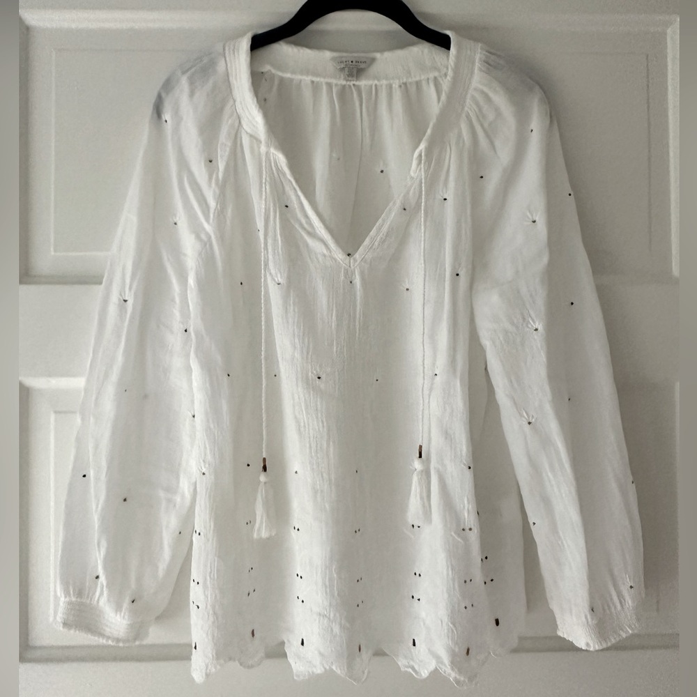 Lucky Brand gauze embroidered top